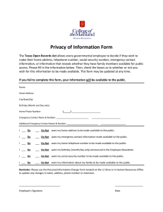 Privacy of Information Form 