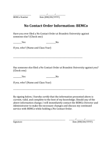 No Contact Order Information: BEMCo