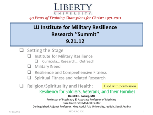 LU Institute for Military Resilience Research “Summit” 9.21.12