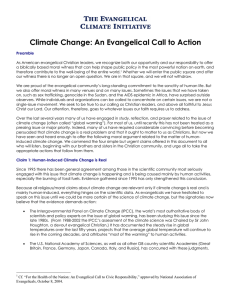 Climate Change: An Evangelical Call to Action