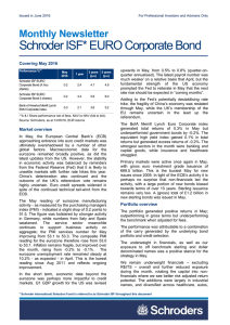 Schroder ISF* EURO Corporate Bond Monthly Newsletter  Covering May 2016