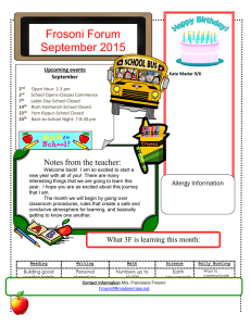 Frosoni Forum September 2015 Notes from the teacher: