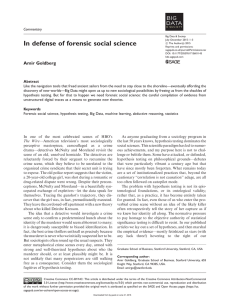 In defense of forensic social science Commentary