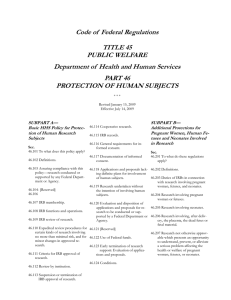 Code of  Federal Regulations  TITLE 45 PUBLIC WELFARE