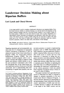 Landowner Decision Making about Riparian Buffers Lori Lynch and Cheryl Brown