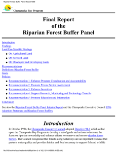 Final Report of the Riparian Forest Buffer Panel