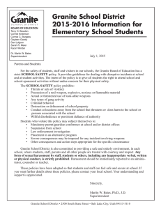 Granite School District 2015-2016 Information for Elementary School Students
