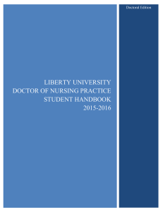 LIBERTY UNIVERSITY DOCTOR OF NURSING PRACTICE STUDENT HANDBOOK 2015-2016