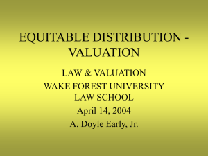 EQUITABLE DISTRIBUTION - VALUATION LAW &amp; VALUATION WAKE FOREST UNIVERSITY