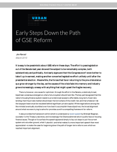 Early Steps Down the Path of GSE Reform Jim Parrott March 2015