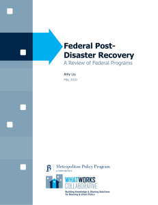 Federal Post- Disaster Recovery A Review of Federal Programs