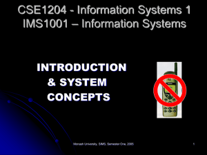 CSE1204 - Information Systems 1 – Information Systems IMS1001 INTRODUCTION