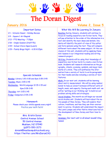The Doran Digest January 2016 Volume 2, Issue 5