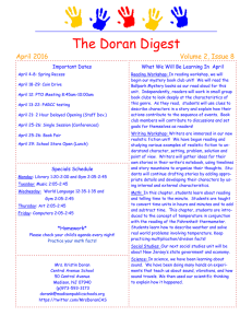 The Doran Digest April 2016 Volume 2, Issue 8