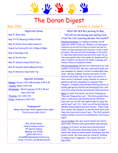 The Doran Digest May 2016 Volume 2, Issue 9