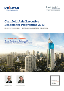 Cranfield Asia Executive Leadership Programme 2013 Clear Strategies Delivered by Effective Performance Measures