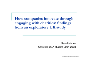 How companies innovate through engaging with charities: findings Sara Holmes