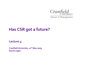 Has CSR got a future? Lecture 4: Cranfield University, 11 May 2009 
