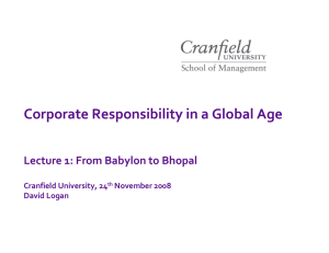 Corporate Responsibility in a Global Age Cranfield University, 24 November 2008