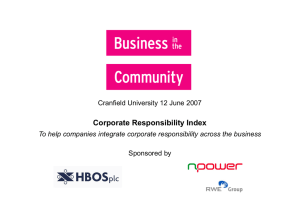 Corporate Responsibility Index Cranfield University 12 June 2007 Sponsored by