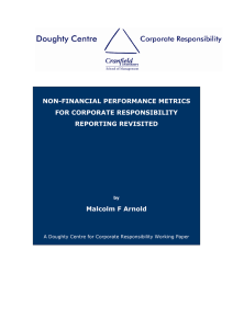 NON-FINANCIAL PERFORMANCE METRICS FOR CORPORATE RESPONSIBILITY REPORTING REVISITED Malcolm F Arnold