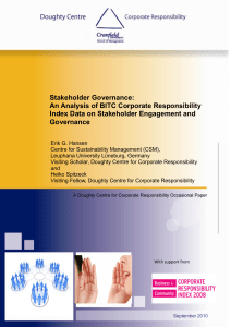 Stakeholder Governance: An Analysis of BITC Corporate Responsibility