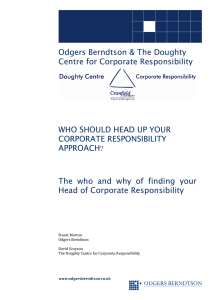 Odgers Berndtson &amp; The Doughty Centre for Corporate Responsibility CORPORATE RESPONSIBILITY