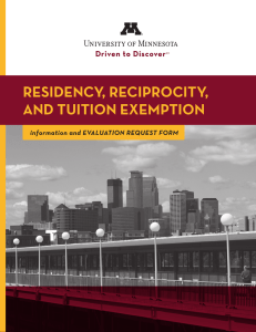 RESIDENCY, RECIPROCITY, AND TUITION EXEMPTION information and EVALUATION REQUEST FORM