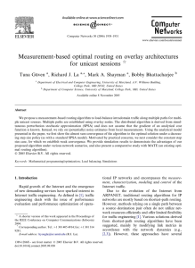 Measurement-based optimal routing on overlay architectures for unicast sessions Tuna Gu¨ven