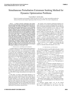 Simultaneous Perturbation Extremum Seeking Method for Dynamic Optimization Problems Nusawardhana and S.H. ˙