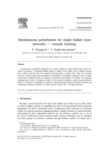 Simultaneous perturbation for single hidden layer networks — cascade learning P. Thangavel