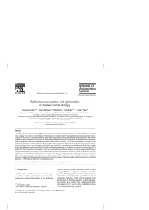 Performance evaluation and optimization of human control strategy Yangsheng Xu , Jingyan Song