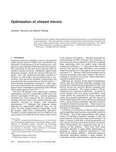 Optimization of chirped mirrors Vladislav Yakovlev and Gabriel Tempea
