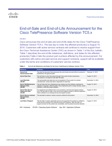 End-of-Sale and End-of-Life Announcement for the Cisco TelePresence Software Version TC5.x