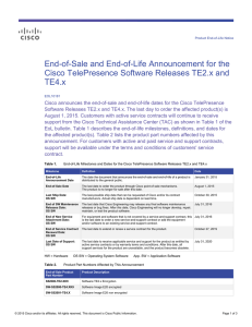 End-of-Sale and End-of-Life Announcement for the TE4.x