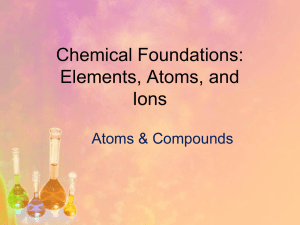 Chemical Foundations: Elements, Atoms, and Ions Atoms &amp; Compounds