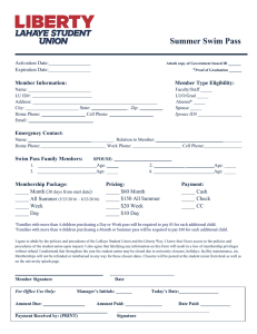 Summer Swim Pass Member Information: Member Type Eligibility: Activation Date: