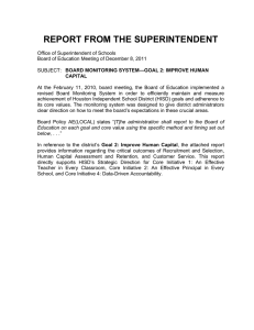 REPORT FROM THE SUPERINTENDENT