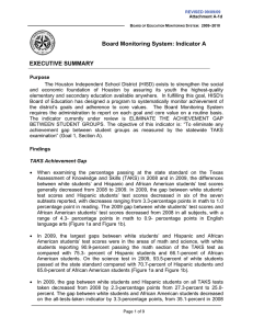 Board Monitoring System: Indicator A EXECUTIVE SUMMARY