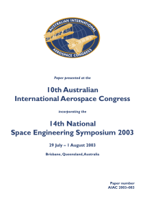 10th Australian International Aerospace Congress 14th National Space Engineering Symposium 2003