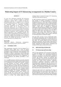 Moderating Impact of IT Outsourcing Arrangements in a Muslim Country