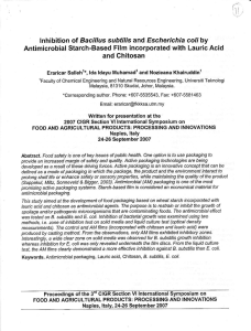 coli by f nhibition ot Bacillus subtilis and Escherichia Film incorporated