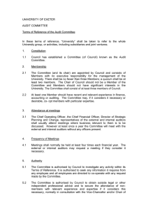 UNIVERSITY OF EXETER  AUDIT COMMITTEE Terms of Reference of the Audit Committee