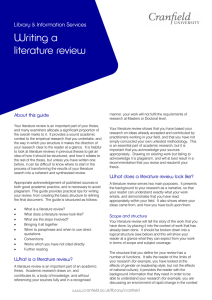 Writing a literature review Library &amp; Information Services About this guide