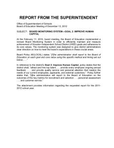 REPORT FROM THE SUPERINTENDENT