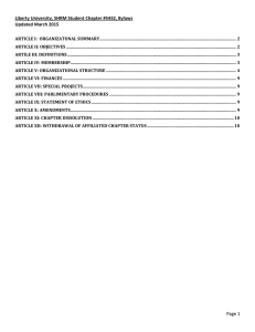 Liberty University, SHRM Student Chapter #5432, Bylaws Updated March 2015