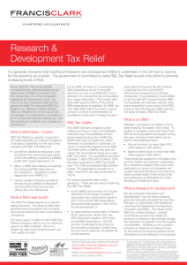 Research &amp; Development Tax Relief