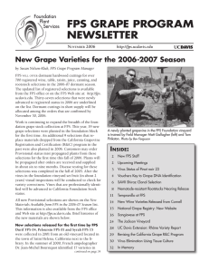 FPS GRAPE PROGRAM NEWSLETTER New Grape Varieties for the 2006-2007 Season N