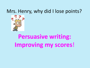 Persuasive writing: Improving my scores Mrs. Henry, why did I lose points?