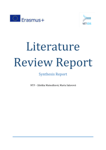 Literature Review Report Synthesis Report NTF – Zdeňka Matoušková, Marta Salavová